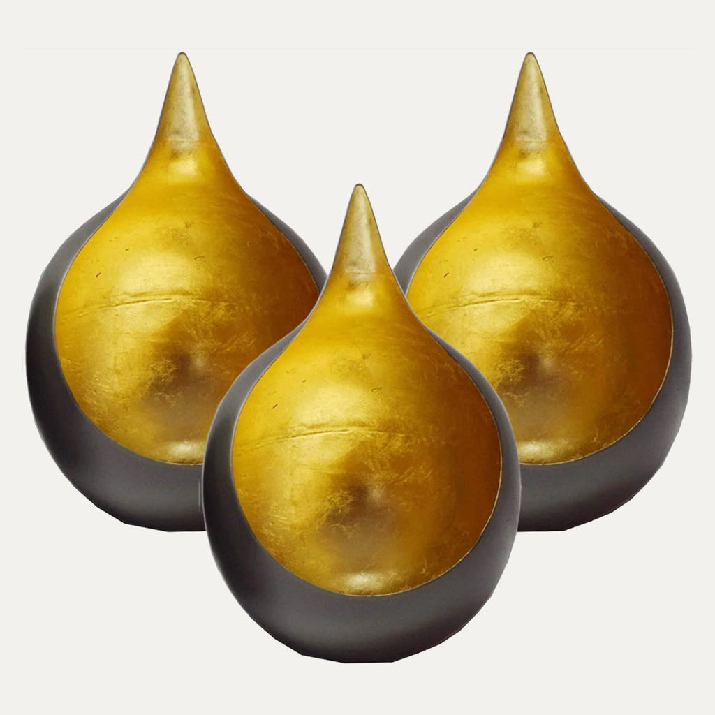 Gold and Black Tea-Light Candle Holders - Set of 3